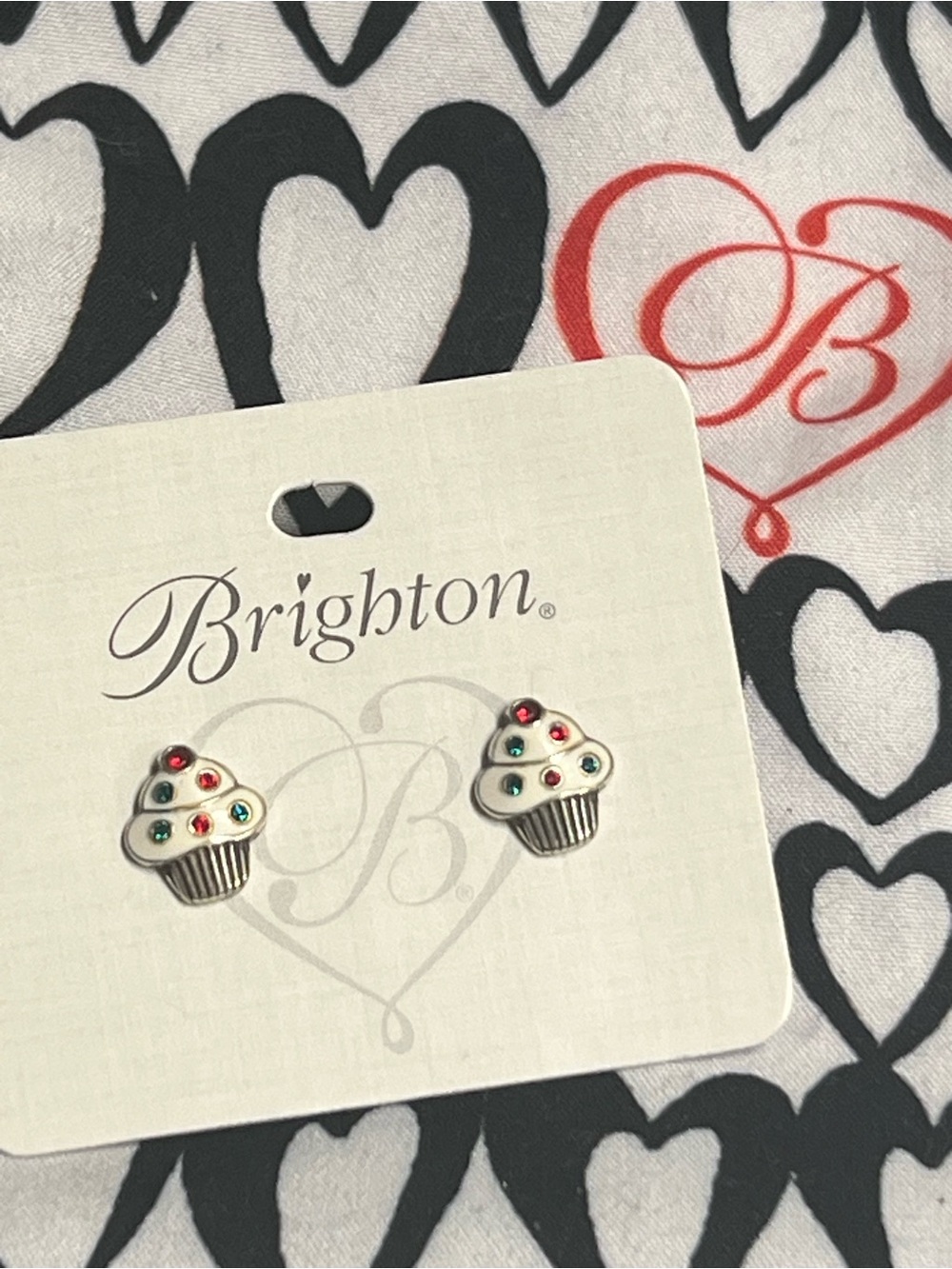 NEW on card Brighton “Cheer” CUPCAKE Mini Post Earrings Rare!